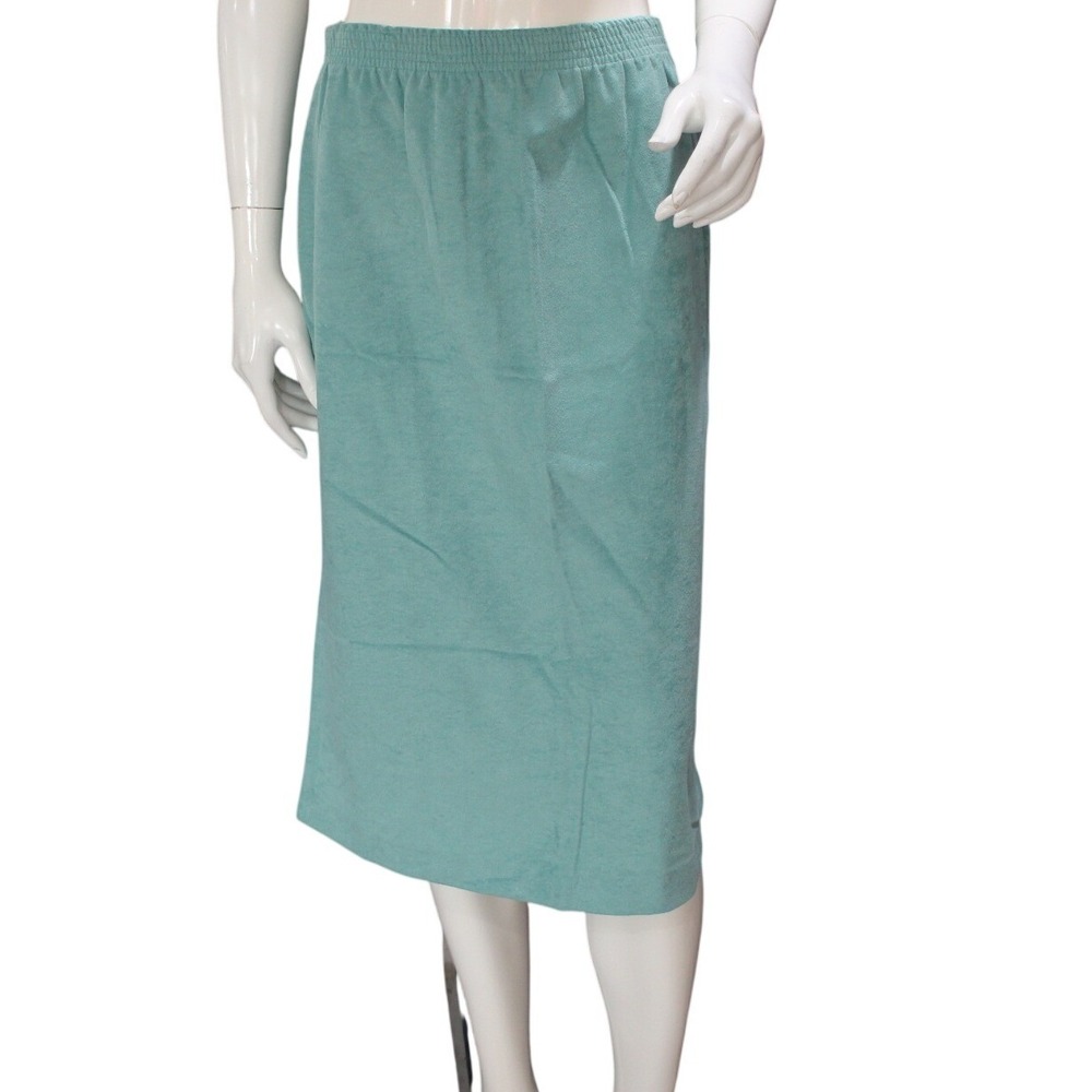Vintage Adrianna Ross Teal Midi Skirt Sz 10 Elastic Waist 90s